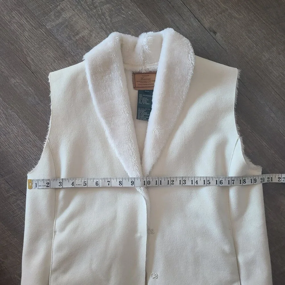 Ralph Lauren US Women's Size MP Faux Fur Faux Suede Vest Ivory Outerwear - Picture 11 of 11